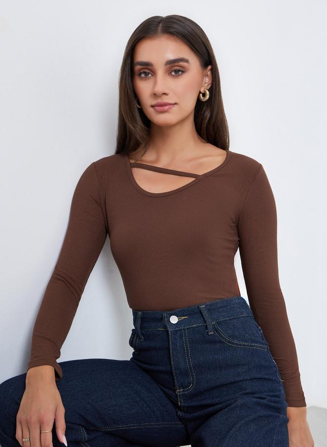 ستايلي بلوزة بأكمام طويلة بقصة غير متماثلة - Image 1